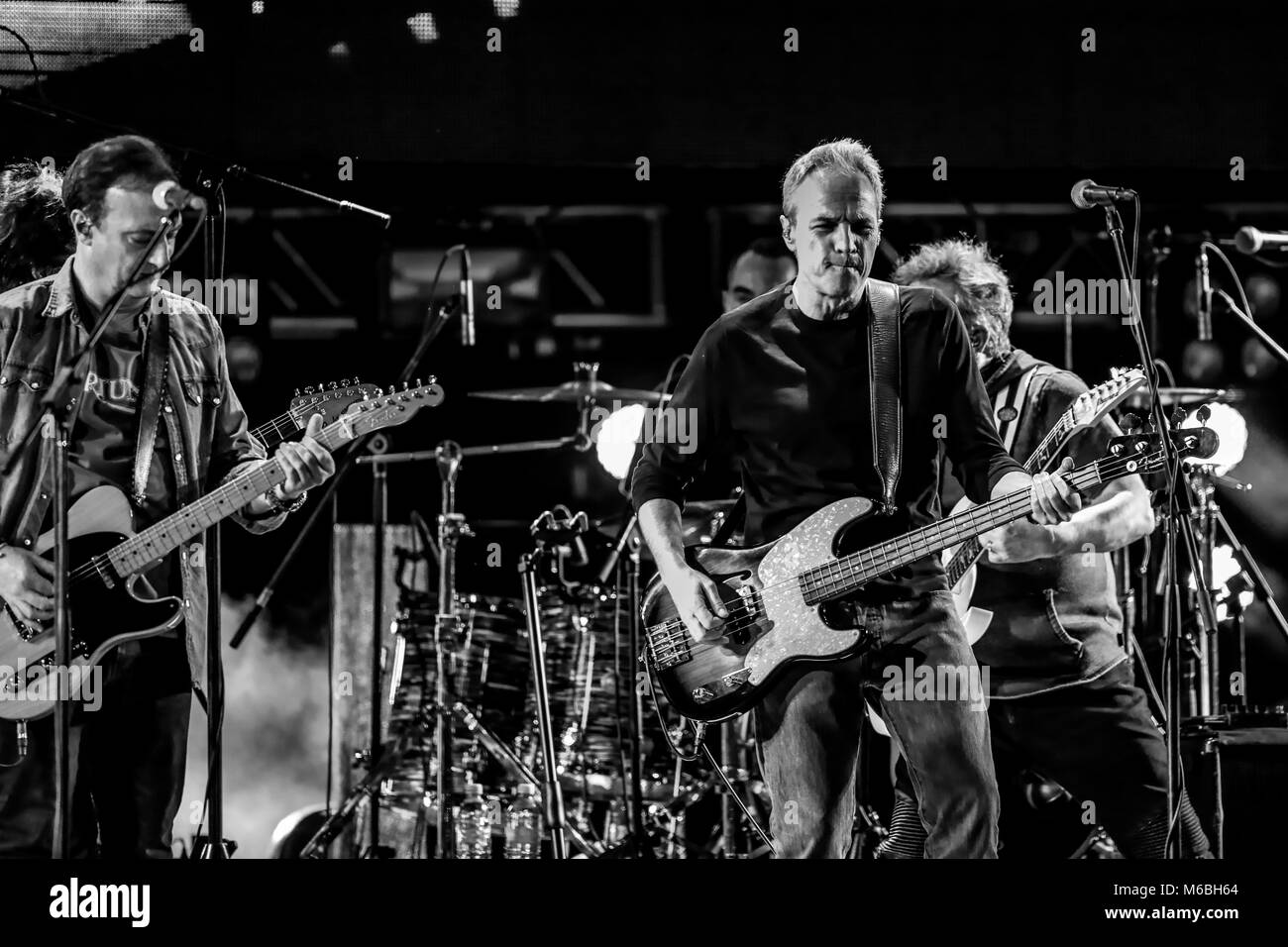 The rock bands in Spanish of the 80s and 90s, Men G from Spain and the Enanitos Verdes from Argentina, offered a concert of the Huevos Revueltos tour performed at Hipodromo in the city of Hermosillo Sonora. (Photo: Luis Gutierre / NortePhoto.com) Stock Photo