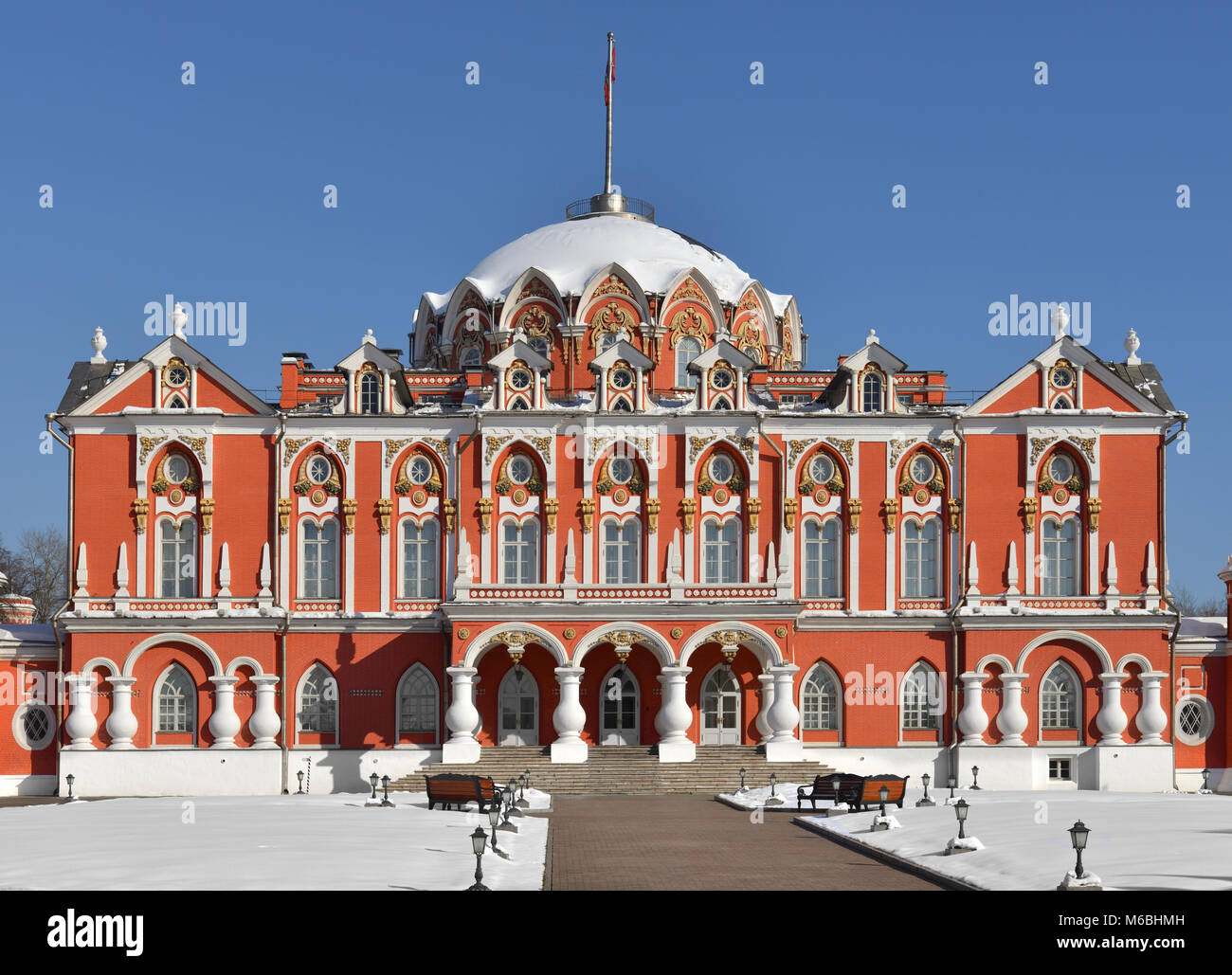 Petrovsky Palace was built for queen Catherine Great and designed by famous Russian architect Matvei Kazakov in 1775-82. Main building Stock Photo