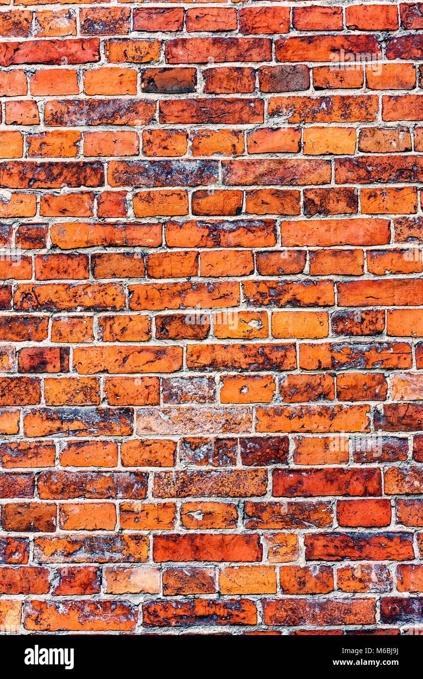 Old weathered grunge red brick wall as background texture Stock Photo ...