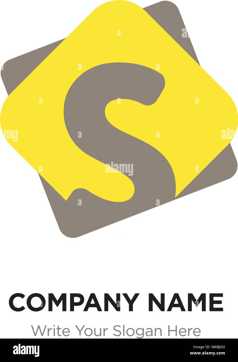 Abstract letter S logo design template. Black vector icon on yellow ...