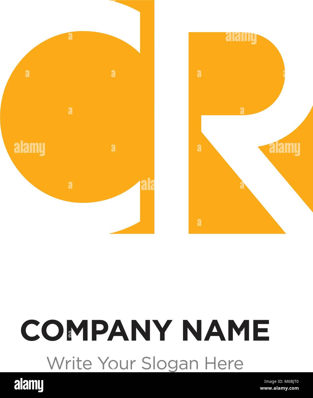 Abstract letter CR RC logo design template, Yellow Alphabet initial