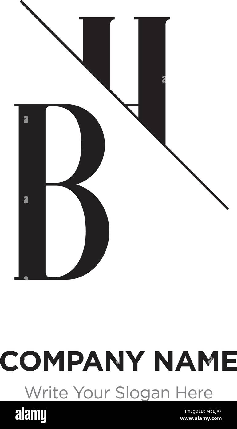Abstract letter BH,HB logo design template, black&white Alphabet ...