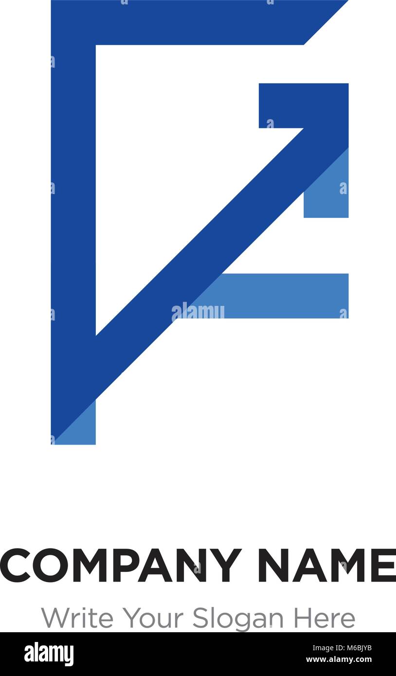 Abstract letter GF,FG logo design template, blUE Alphabet initial letters company name concept. Flat thin line segments connected to each other Stock Vector