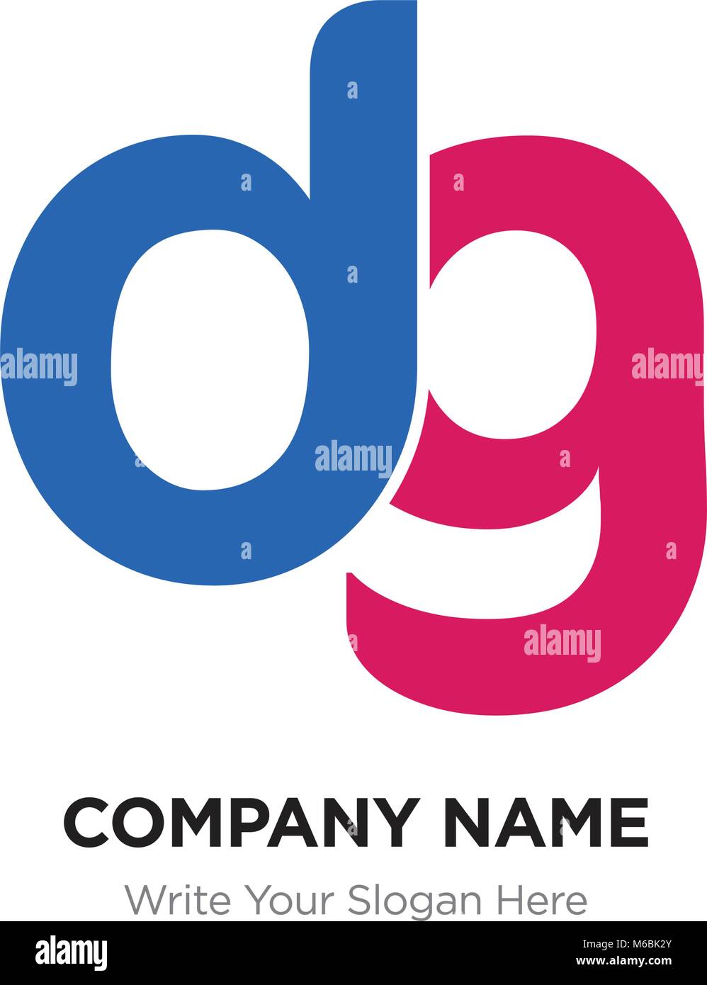 Abstract letter dg,gd logo design template, red & blue Alphabet initial letters company name concept. Flat thin line segments connected to each other Stock Vector