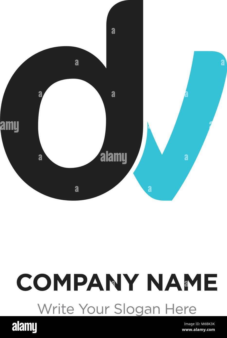 Abstract letter dv,vd logo design template, black & blue Alphabet initial letters company name concept. Flat thin line segments connected to each othe Stock Vector