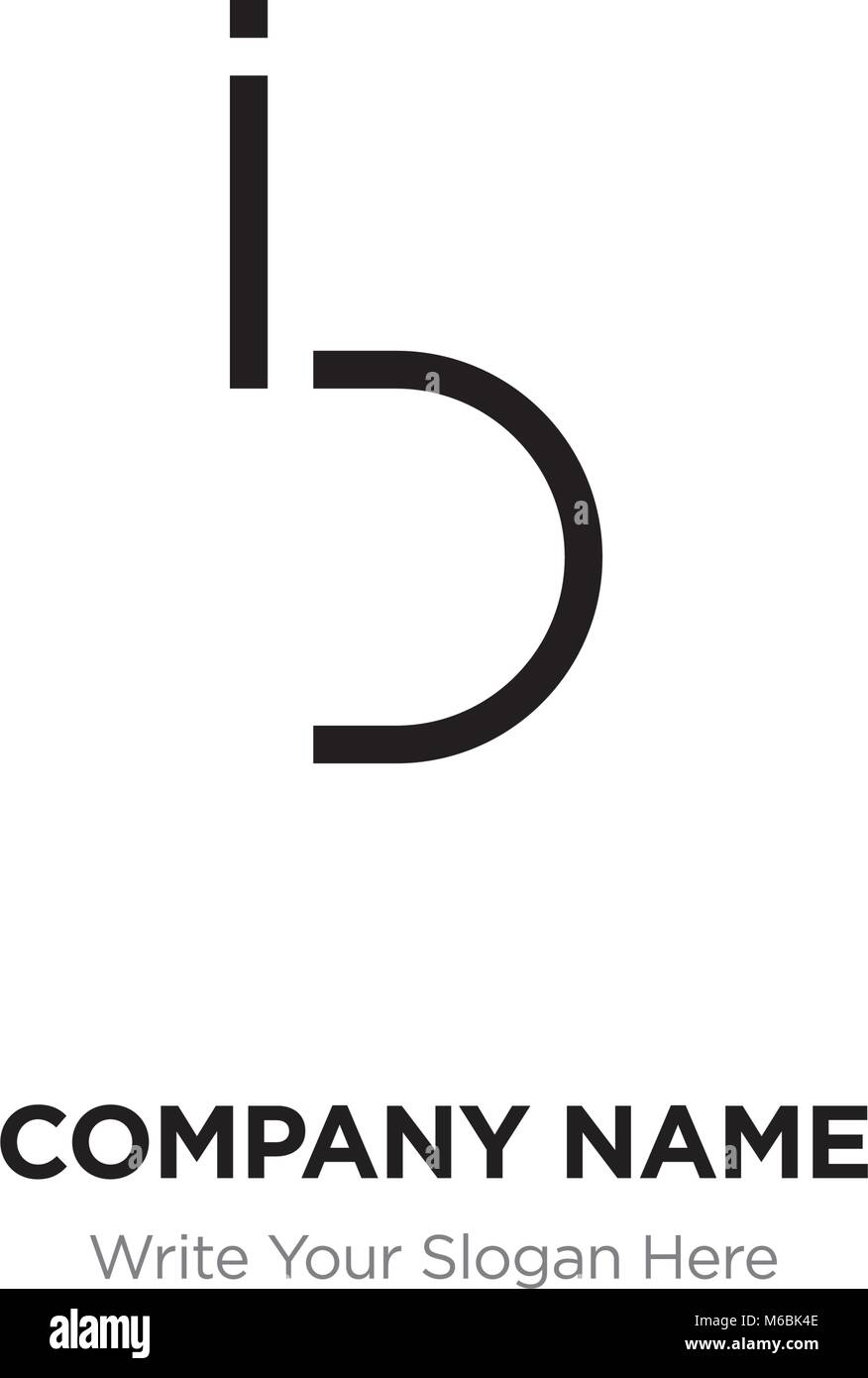 Abstract letter BI,IB logo design template, Black Alphabet initial