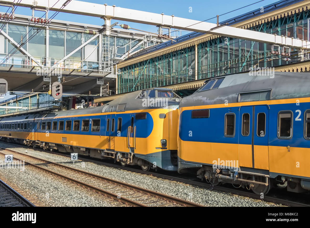 Dutch intercity train at station of Den Bosch, The Netherlands Stock Photo