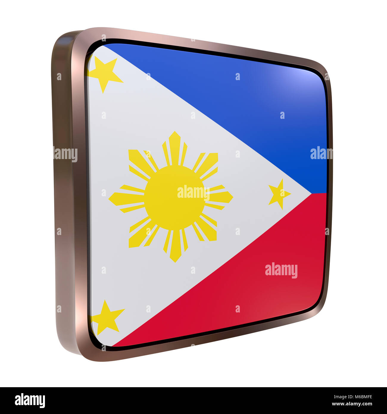 3d Rendering Of A Philippines Flag Icon With A Metallic Frame Isolated On White Background Stock Photo Alamy