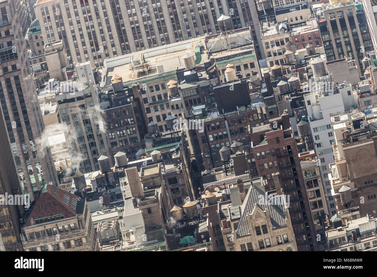 New York City, Midtown Manhattan building rooftops. USA. Stock Photo