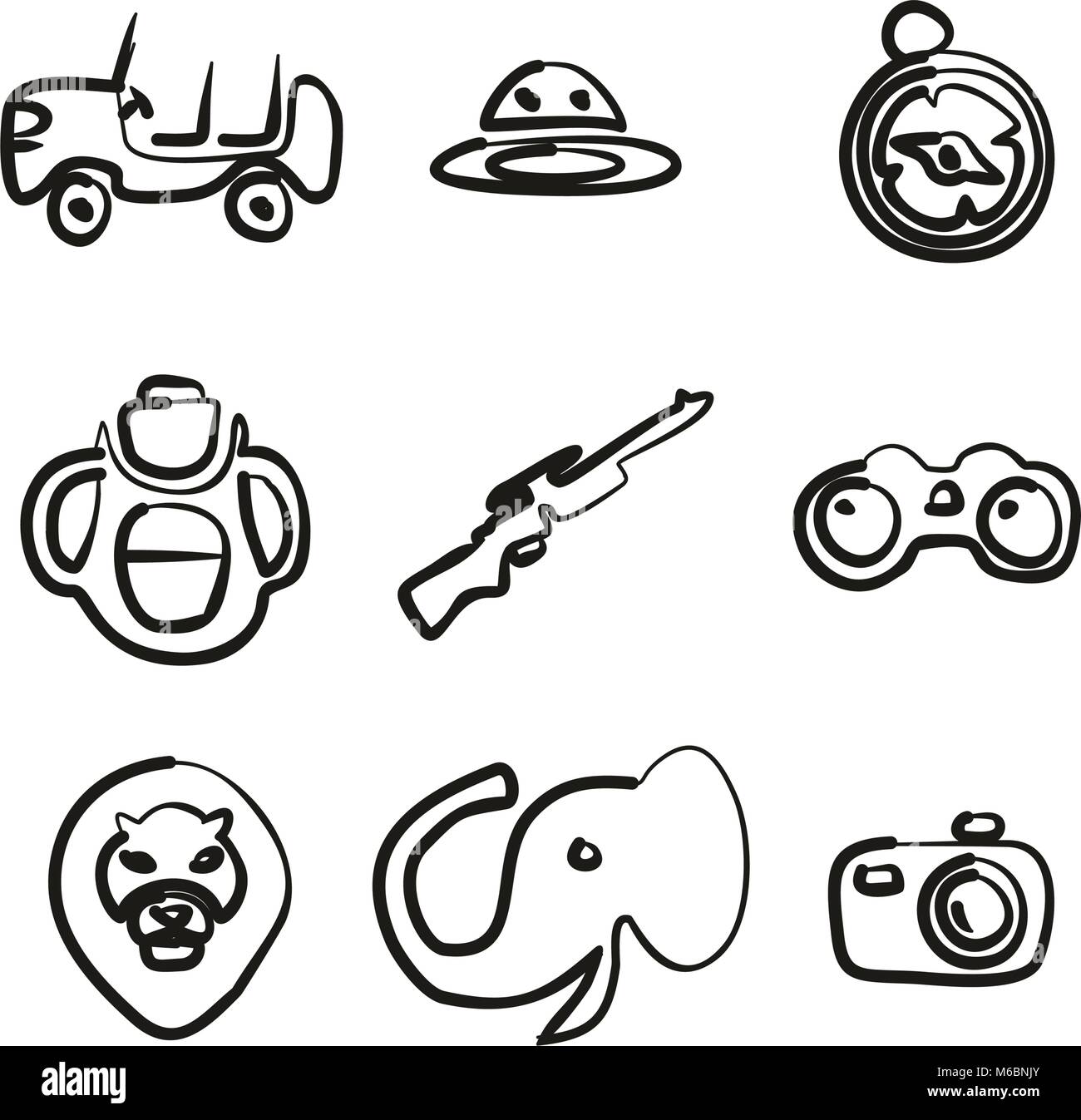 Safari Icons Freehand Stock Vector Image & Art - Alamy