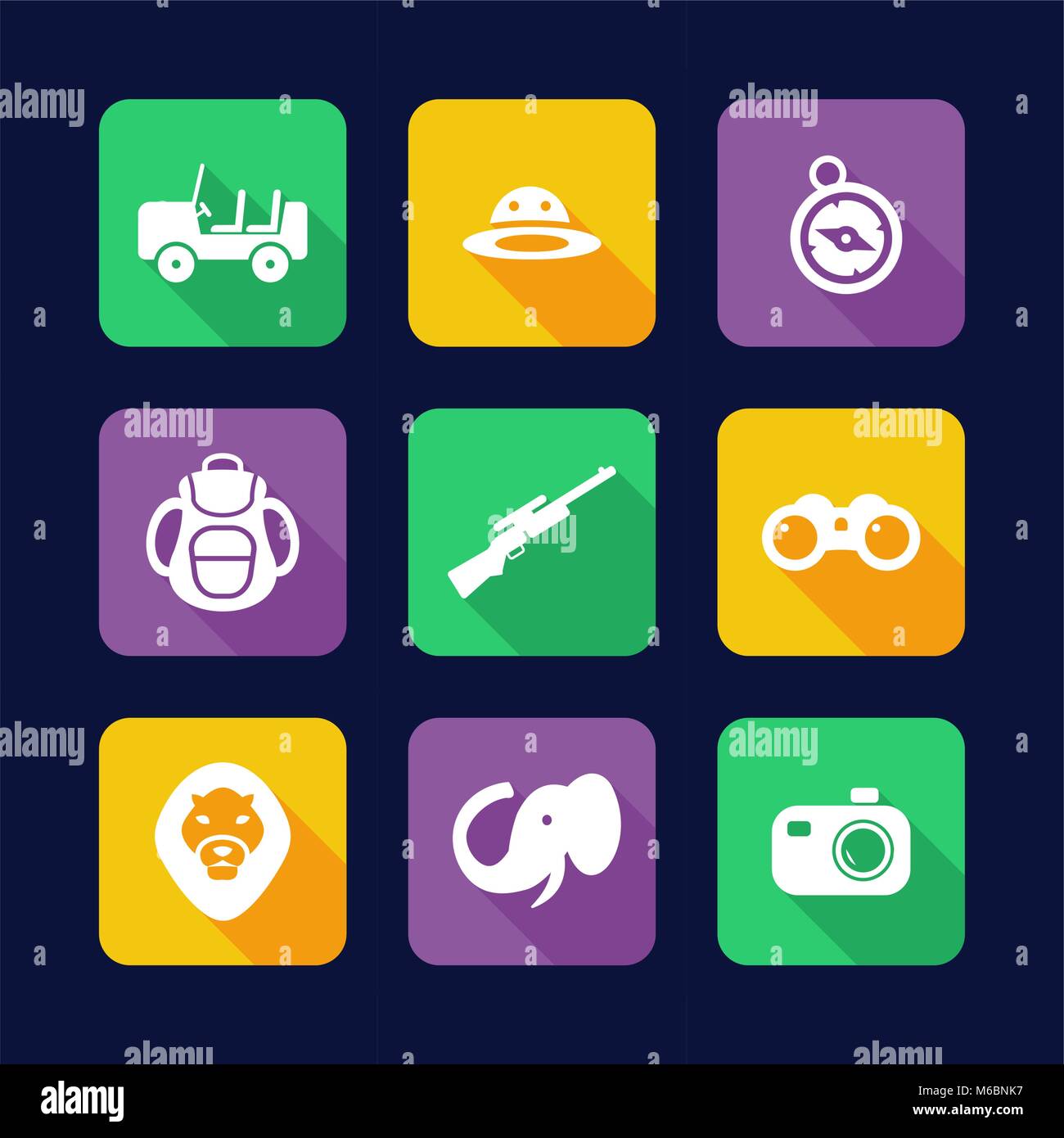 Safari Icons Flat Design Stock Vector Image & Art - Alamy
