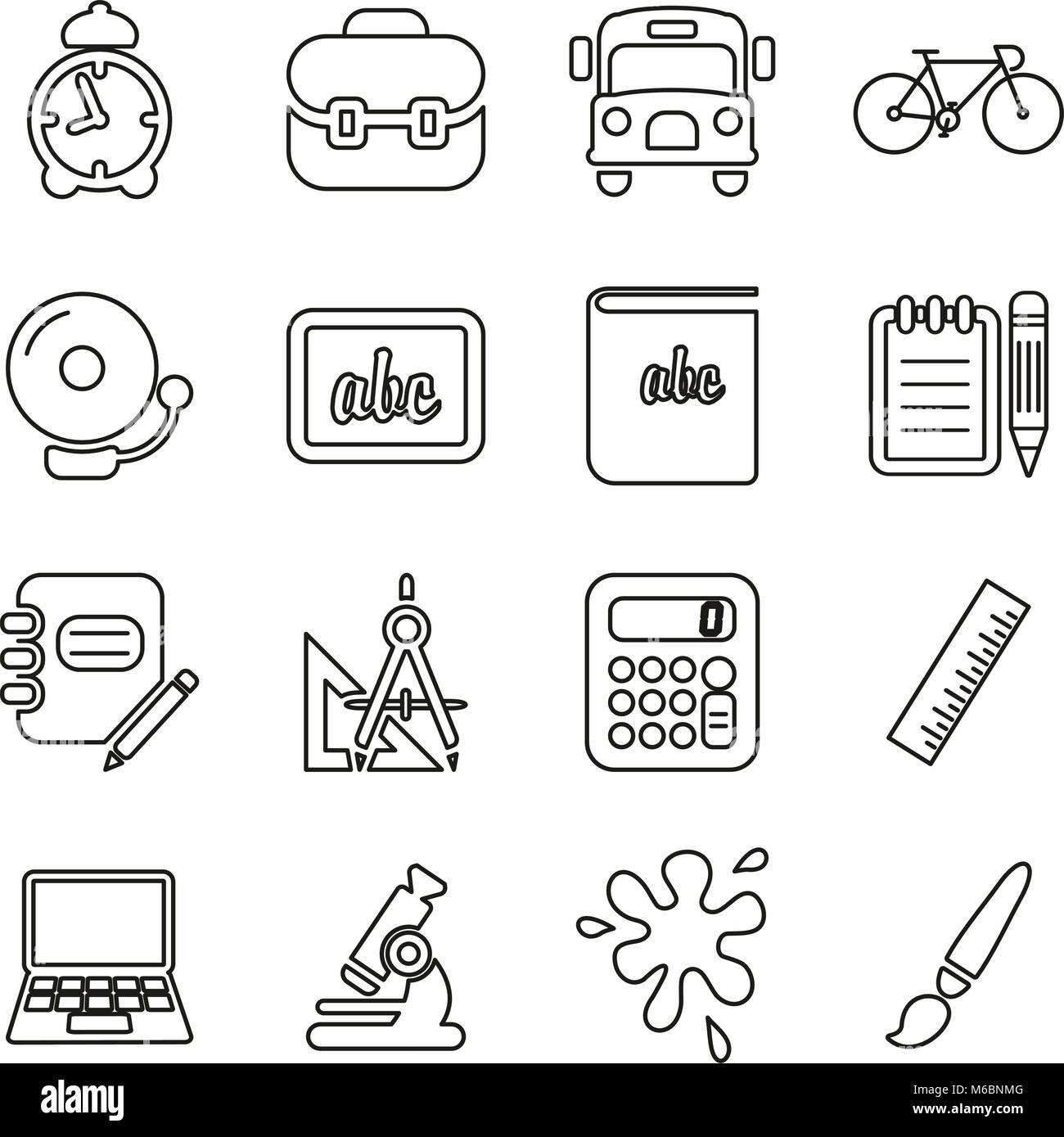 School or Education Icons Thin Line Vector Illustration Set Stock ...