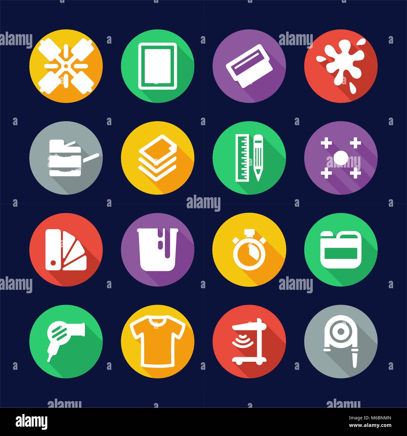 Screen Printing Icons Flat Design Circle Stock Vector Image & Art Alamy