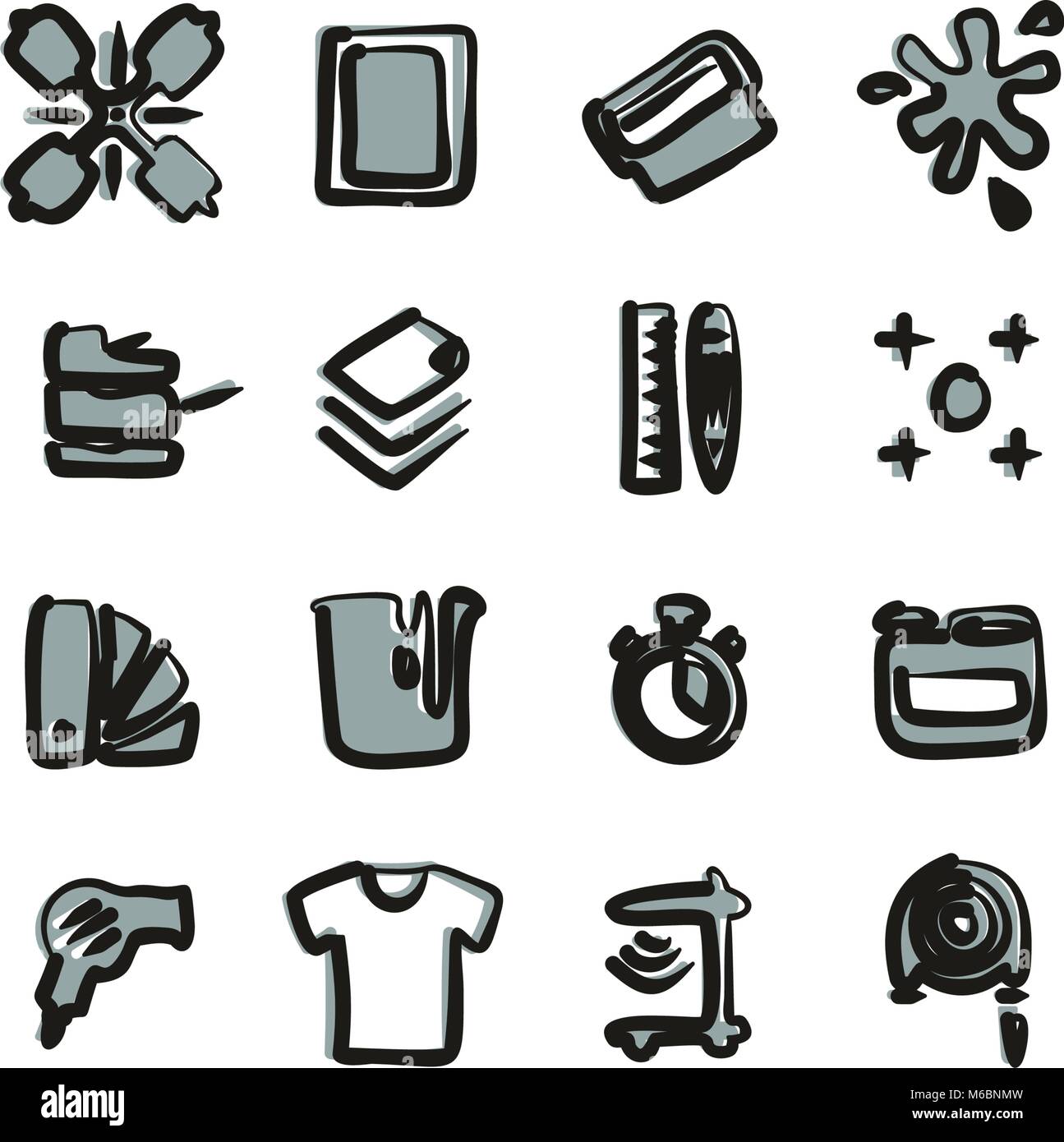 Screen Printing Icons Freehand 2 Color Stock Vector Image & Art Alamy