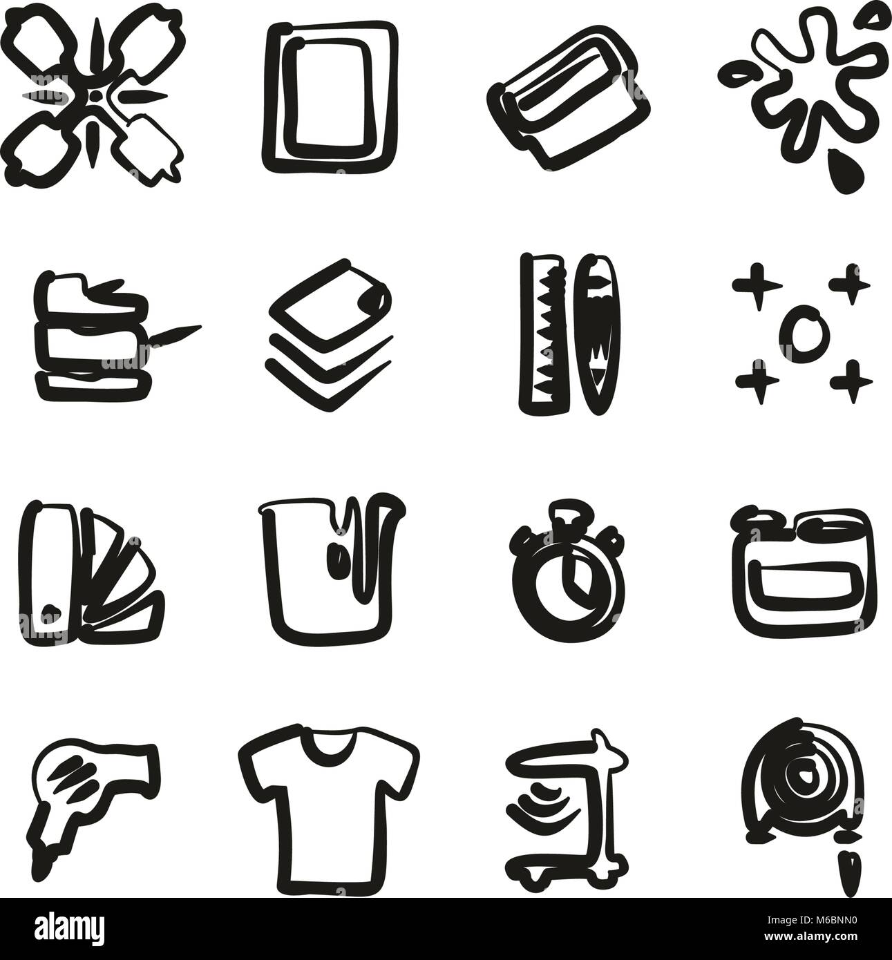 Screen Printing Icons Freehand Stock Vector Image & Art - Alamy