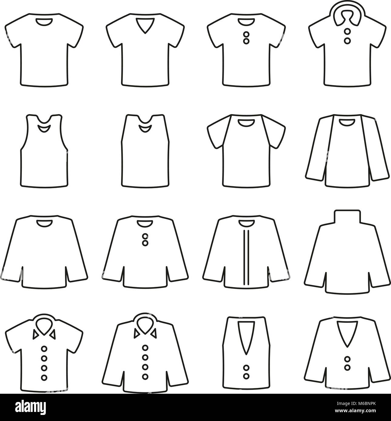 Shirt Icons Thin Line Vector Illustration Set Stock Vector Image & Art ...