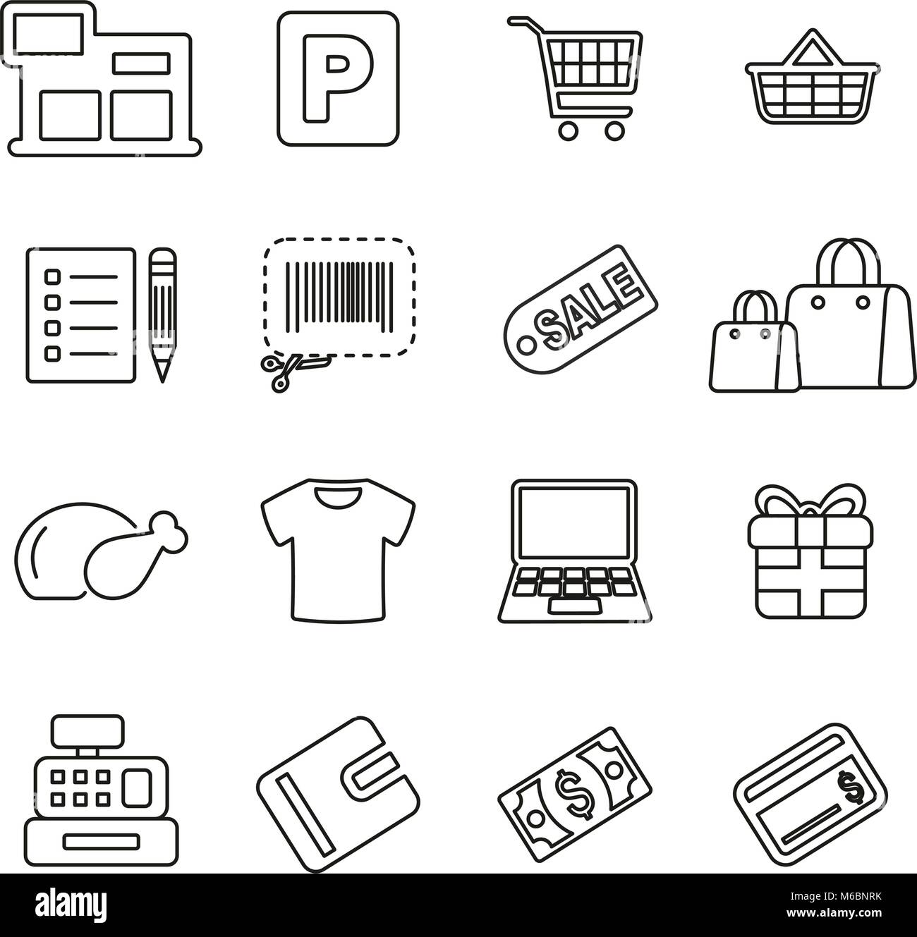 Shopping Mall or Supermarket Icons Thin Line Vector Illustration Set ...
