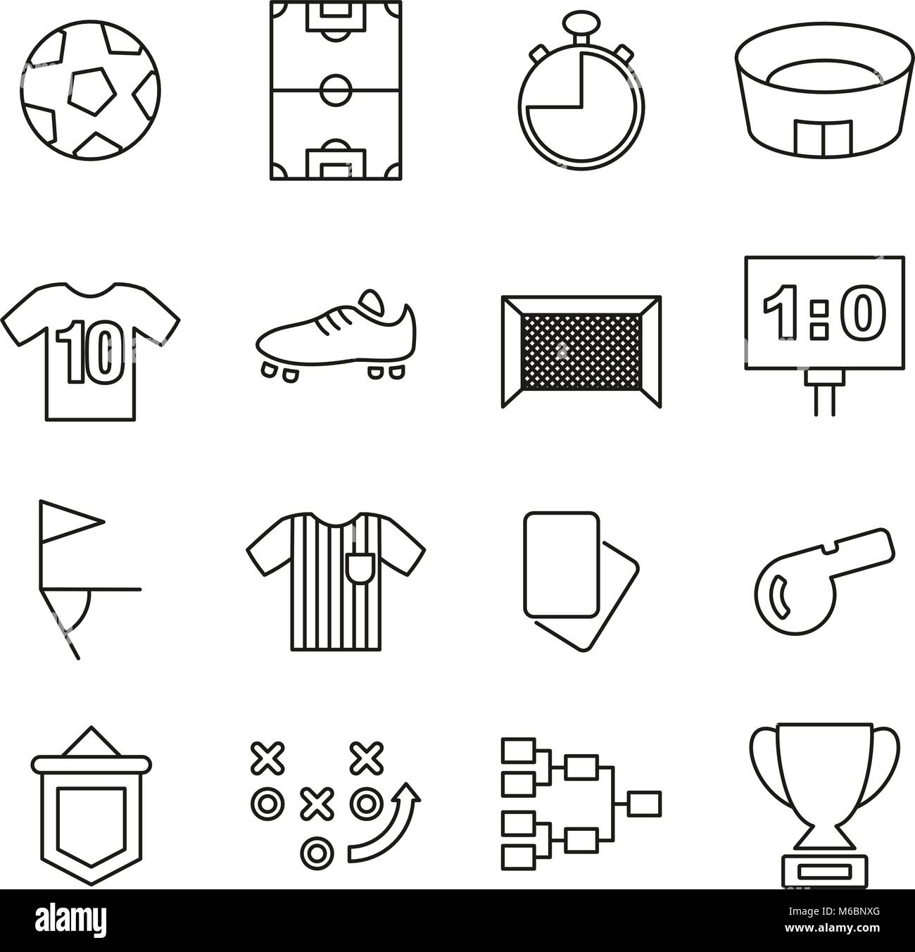 Soccer or Football Icons Thin Line Vector Illustration Set Stock Vector ...