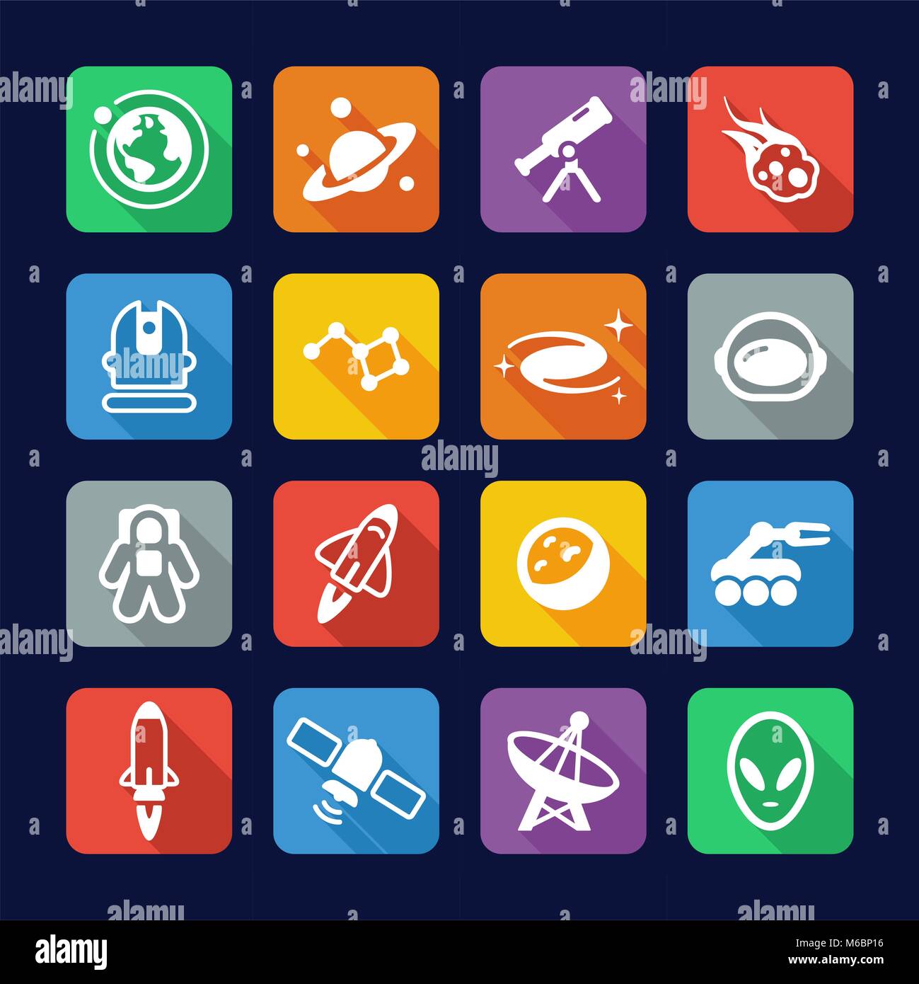 Space Icons Flat Design Stock Vector Image & Art - Alamy