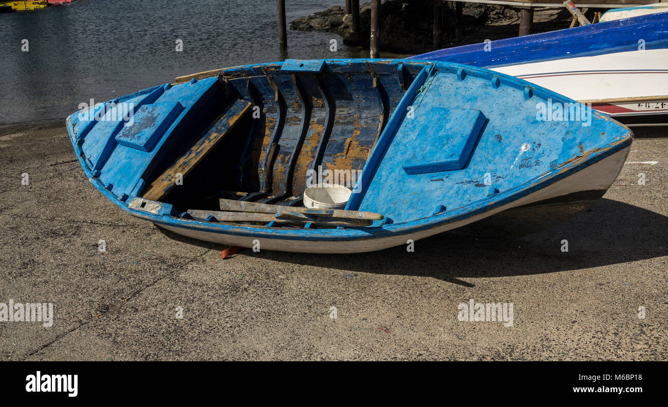 Green boat Arrecife Lanzarote Canary Islands Spain Stock Photo Alamy