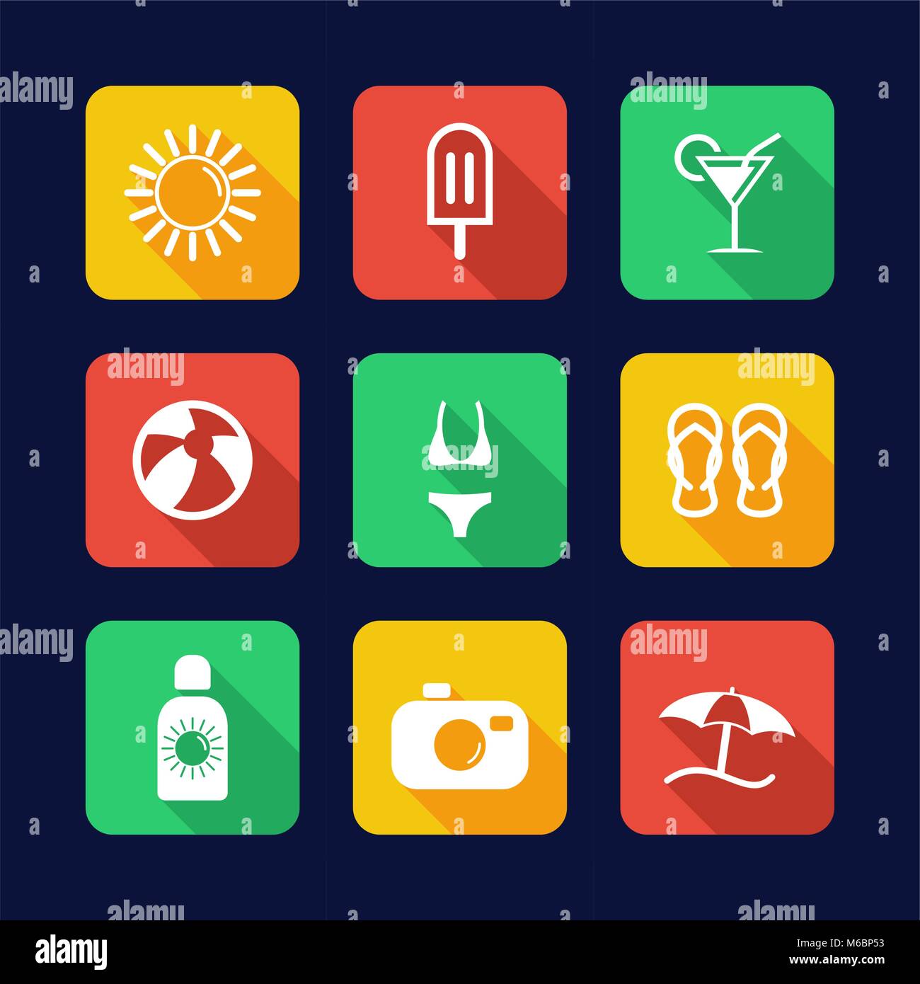 Summer Icons Flat Design Stock Vector Image & Art - Alamy