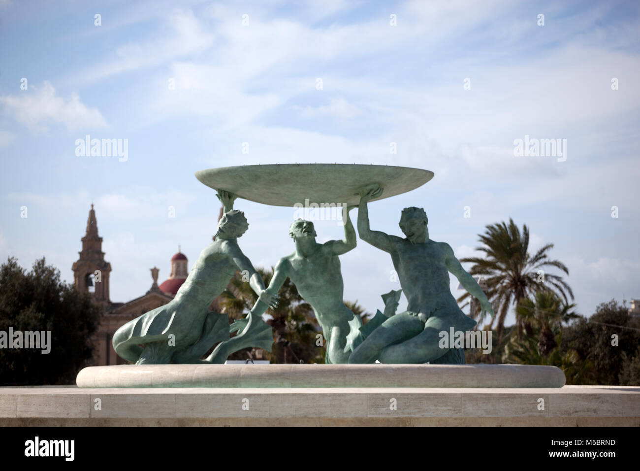 Triton Fountain, Valletta, Malta Stock Photo