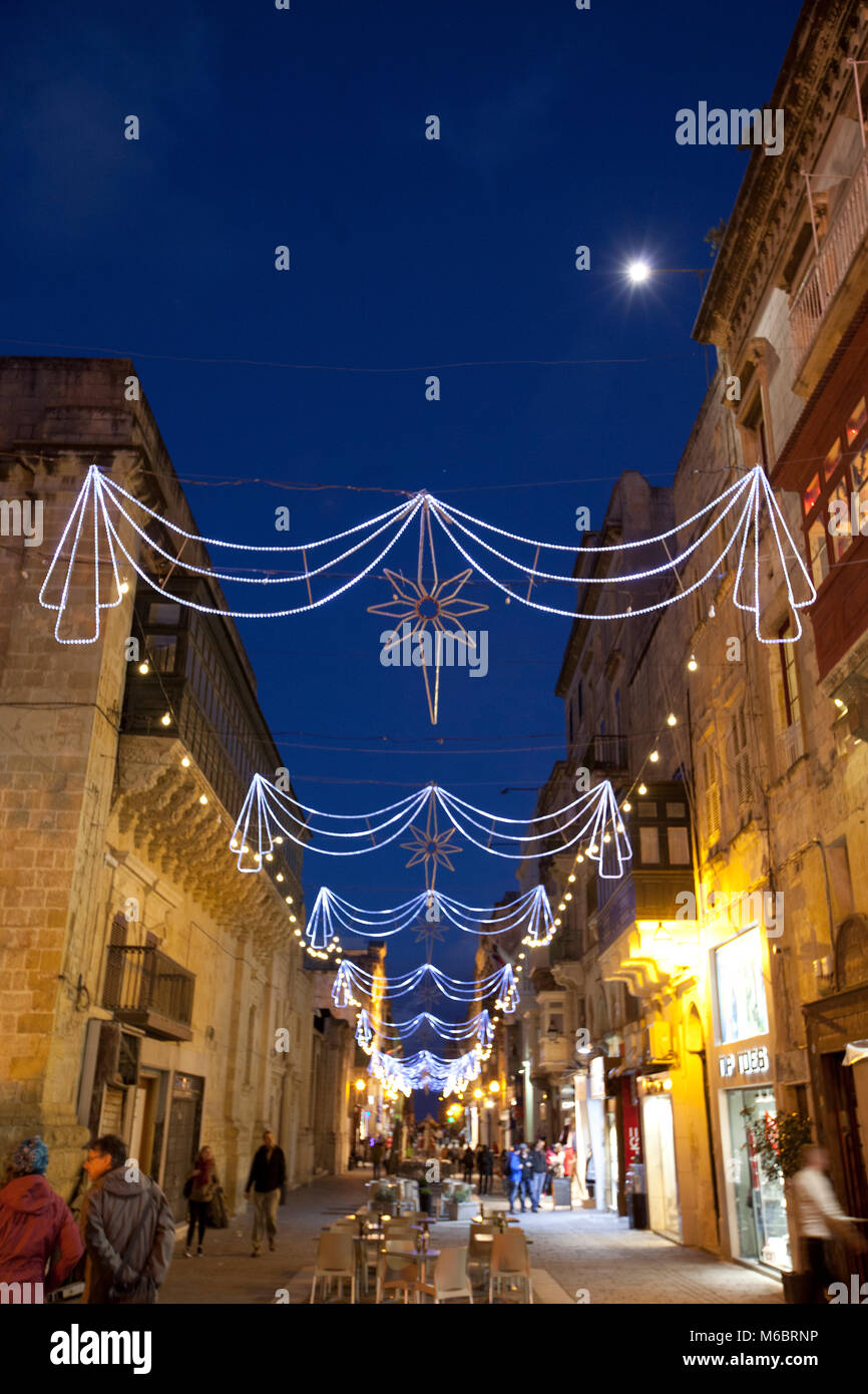 Christmas Lights Valletta, Malta Stock Photo Alamy