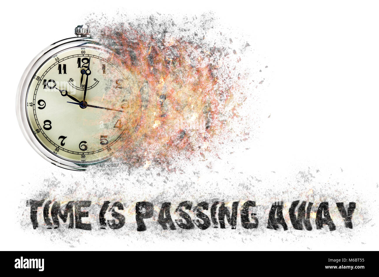 Time is running out concept shows clock that is dissolving away into