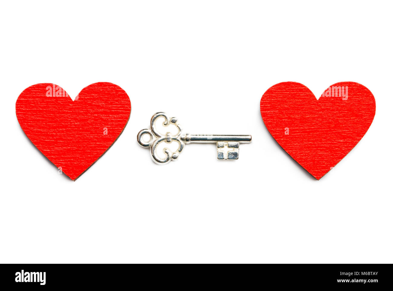 Old key with a heart isolated on white background Stock Photo - Alamy