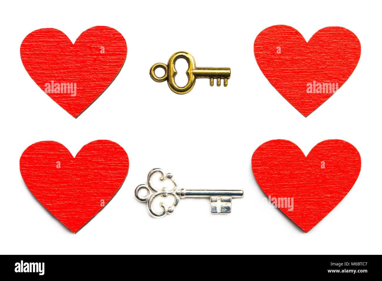 Old key with a heart isolated on white background Stock Photo - Alamy