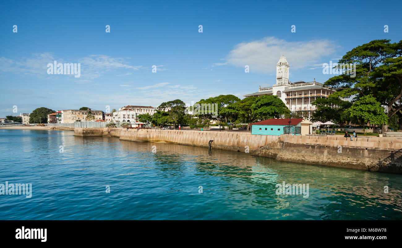 Stone Town seafront historic buildings. Stock Photo