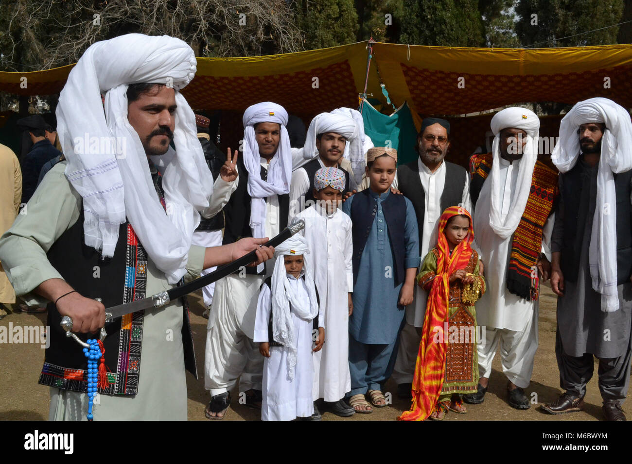 Quetta, Pakistan. 02nd Mar, 2018. People wear traditional Balochi Dress to  celebrate the (Baloch Cultural Day) in Quetta. Credit: Muhammad  Arshad/Pacific Press/Alamy Live News Stock Photo - Alamy