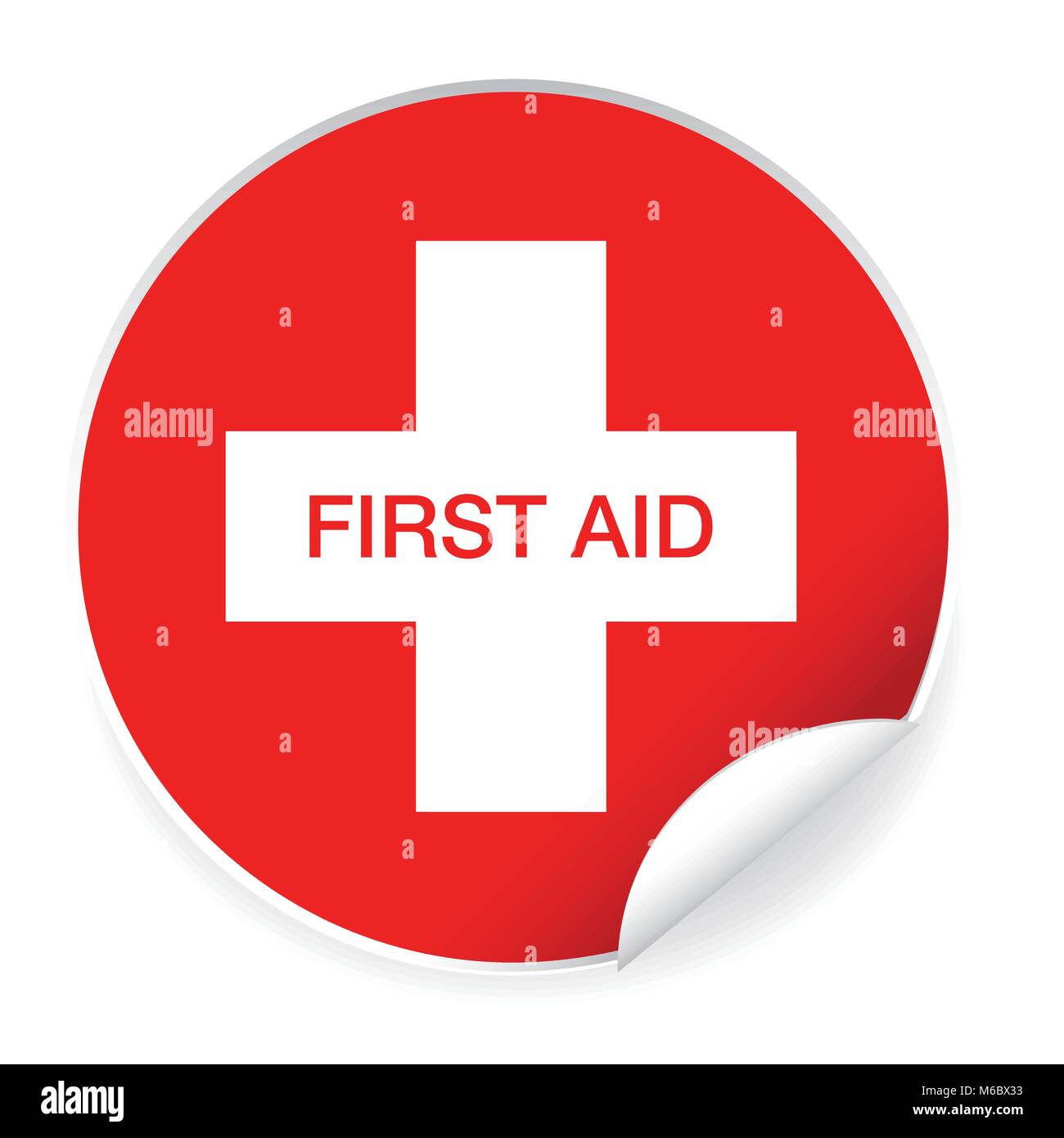 First Aid label sticker Stock Vector