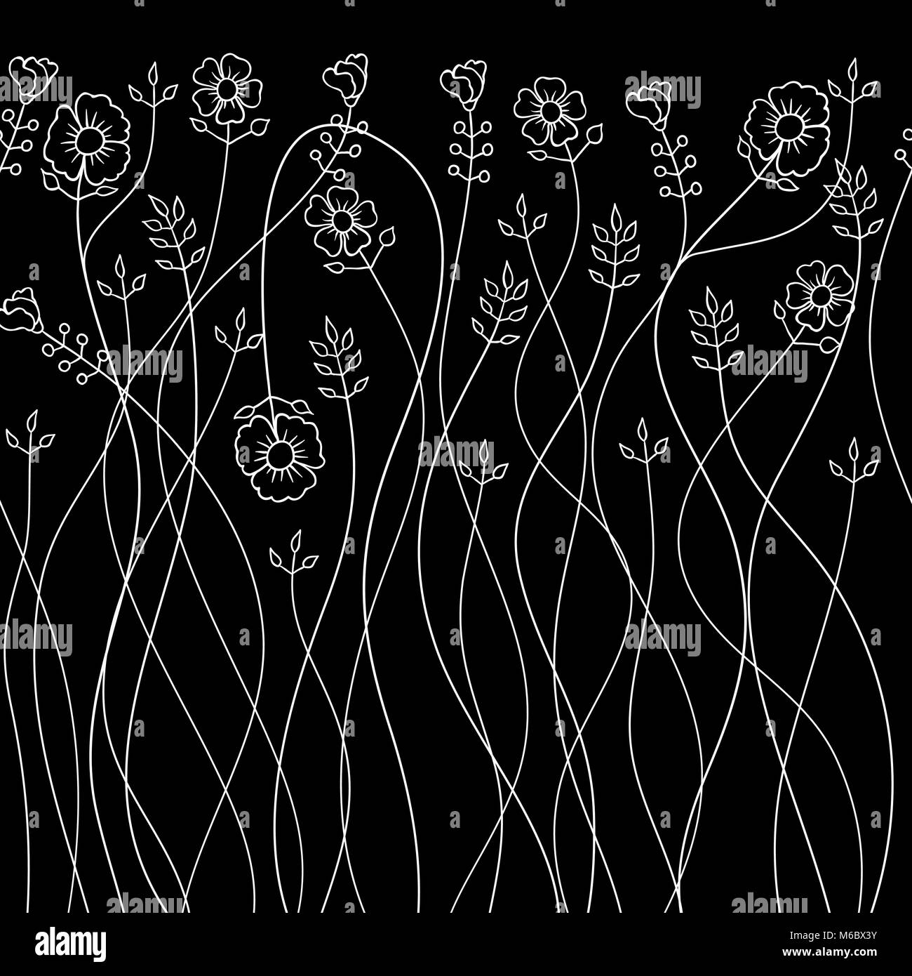 Vector background with hand drawn flowers. (Seamless Pattern Stock ...