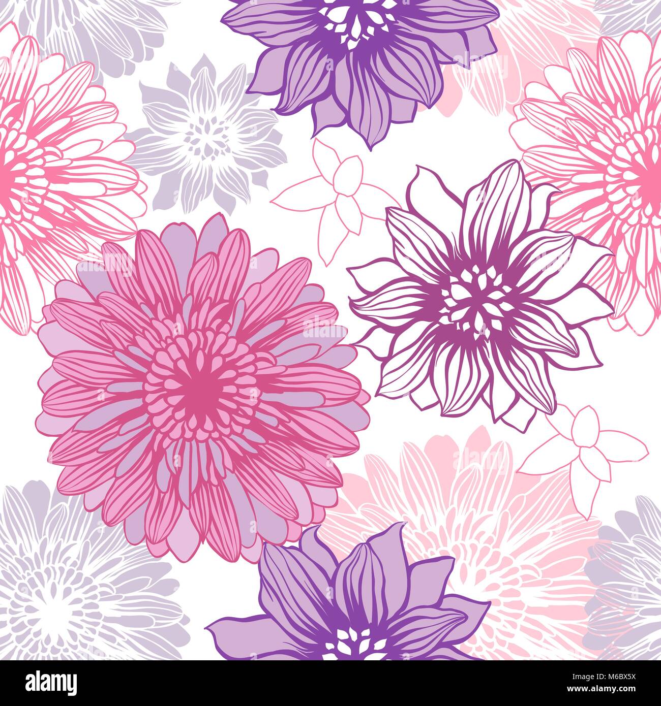 Vector background with hand drawn flowers Stock Vector Image & Art - Alamy