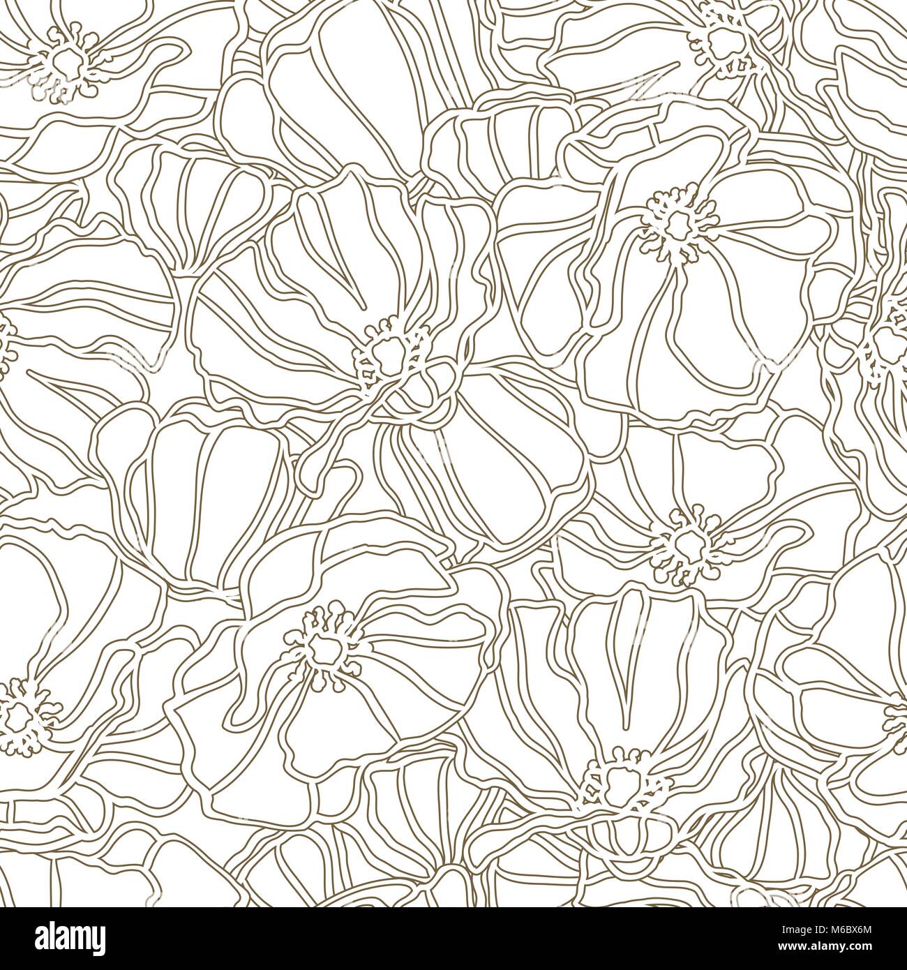 Vector background with hand drawn flowers. (Seamless Pattern Stock ...