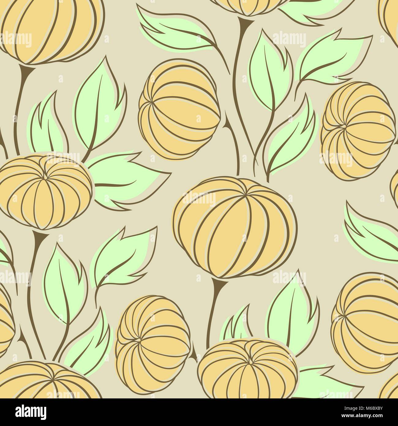 Vector illustration of pumpkins (Seamless Pattern Stock Vector Image ...
