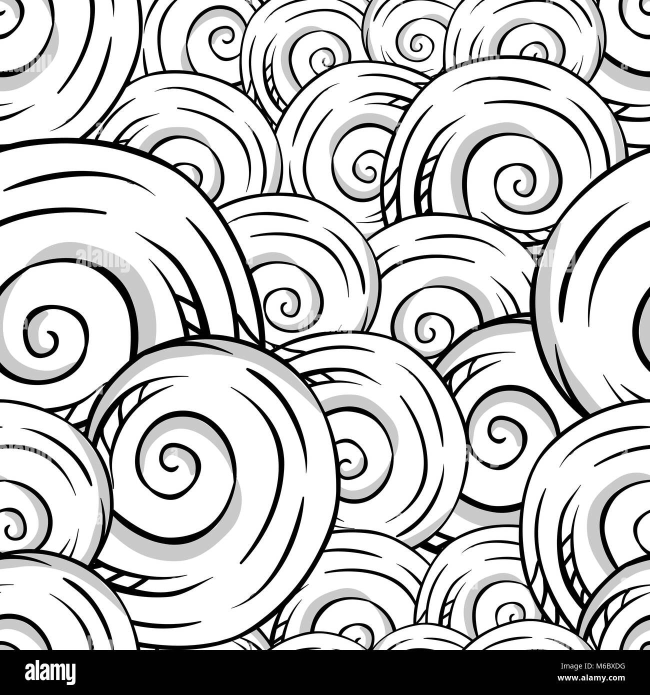 Seamless hand drawn texture of shells. Vector Illustration Stock Vector