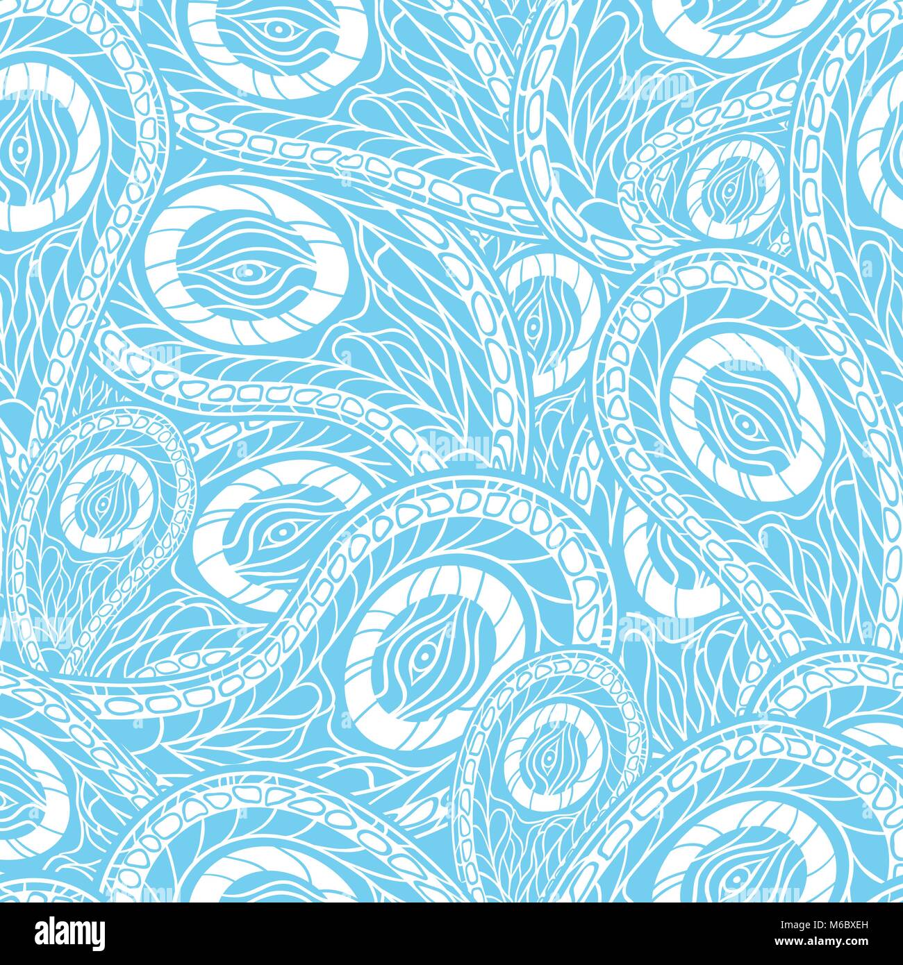 Blue seamless pattern with paisley - vector illustration Stock Vector ...