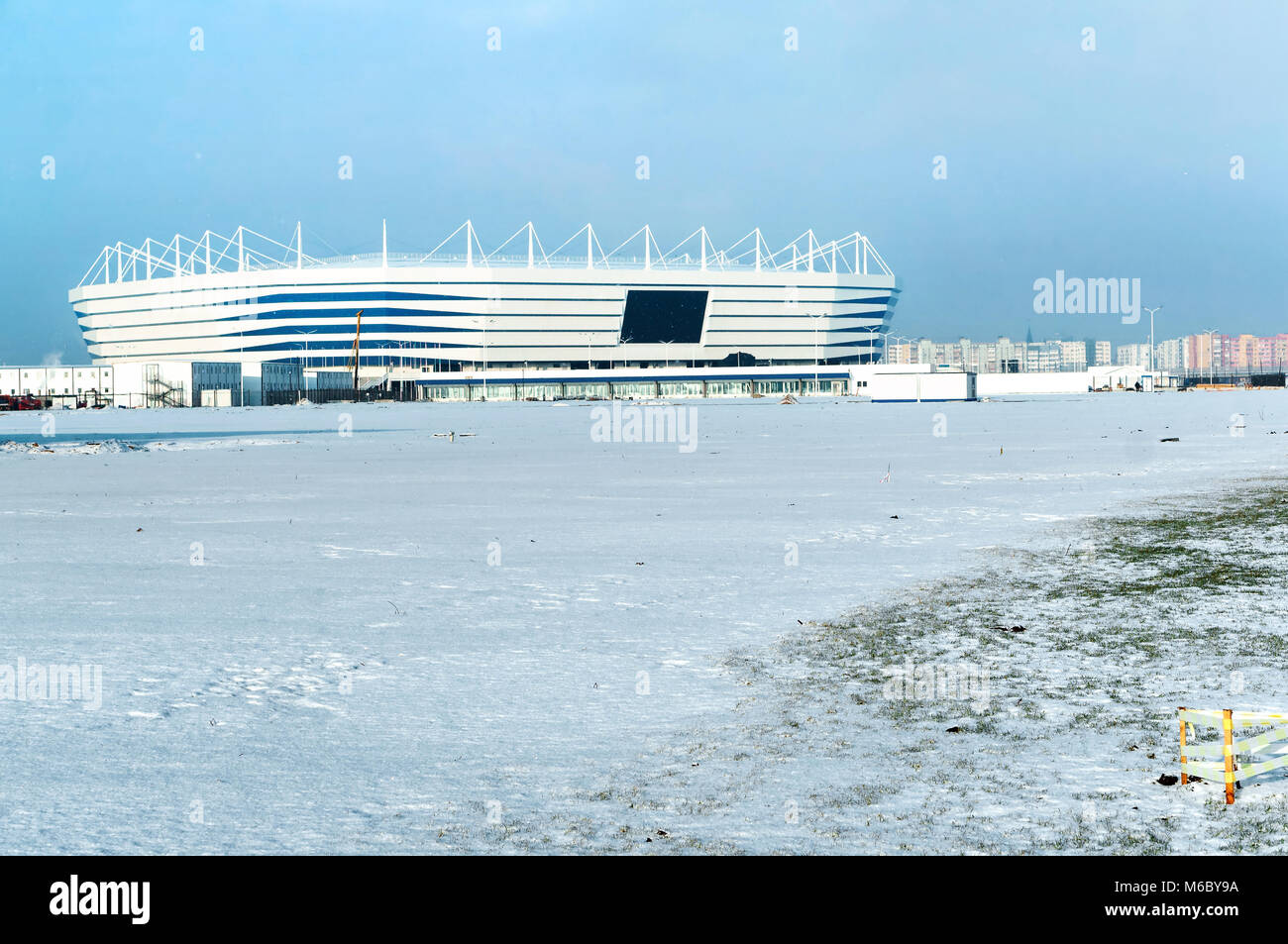 sports venue, sports construction, football stadium winter snow, Russia