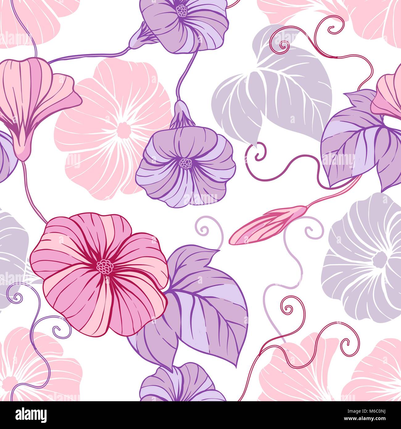 Seamless pattern with hand draw flowers, floral illustration Stock ...