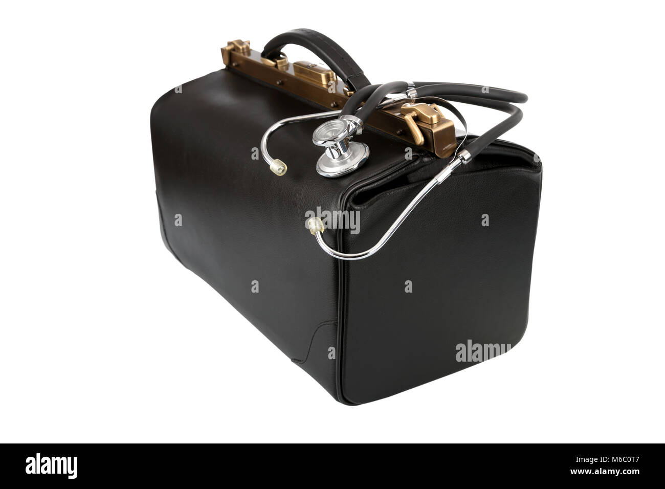 Doctor Bag with Stethoscope isolated on white background Stock Photo