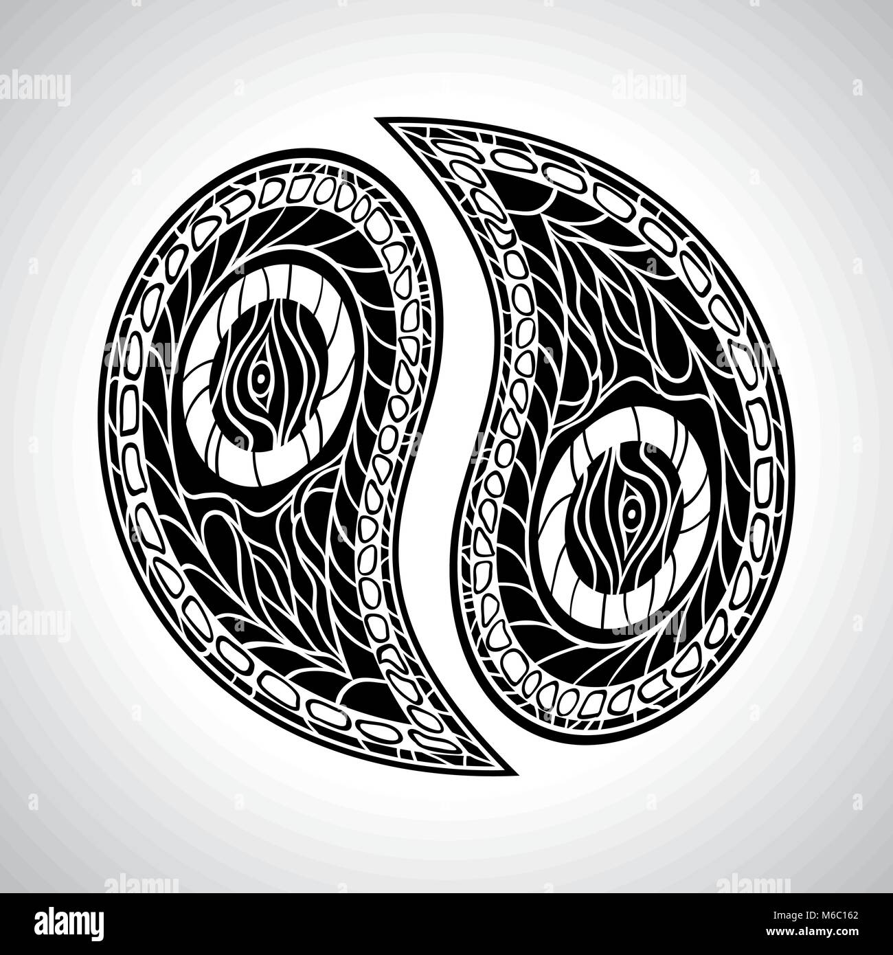 Abstract floral Yin Yang Symbol vector illustration Stock Vector Image ...