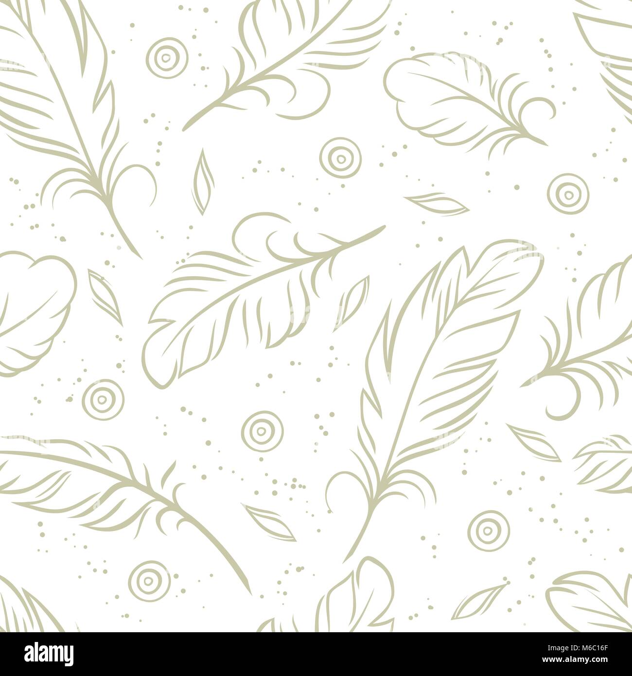 Vintage seamless pattern with hand drawn feathers Stock Vector Image ...
