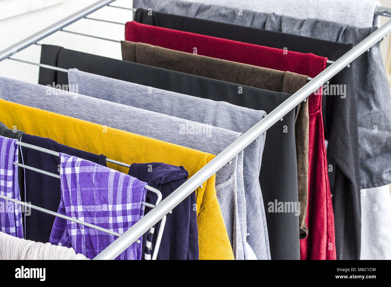 laundry dryer and laundry drying on the balcony, Stock Photo