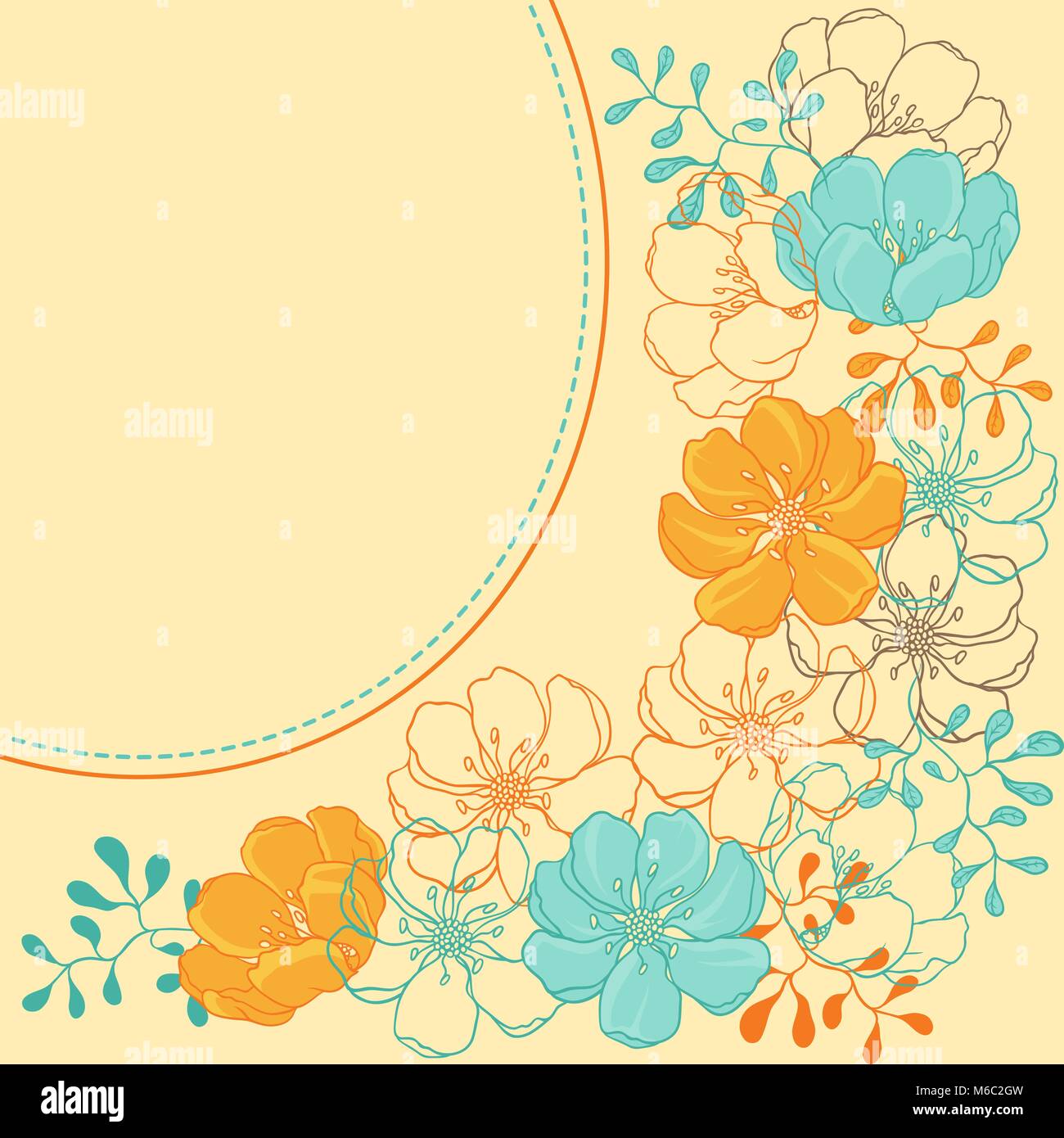 Vector background with hand drawn stylish flowers Stock Vector Image ...