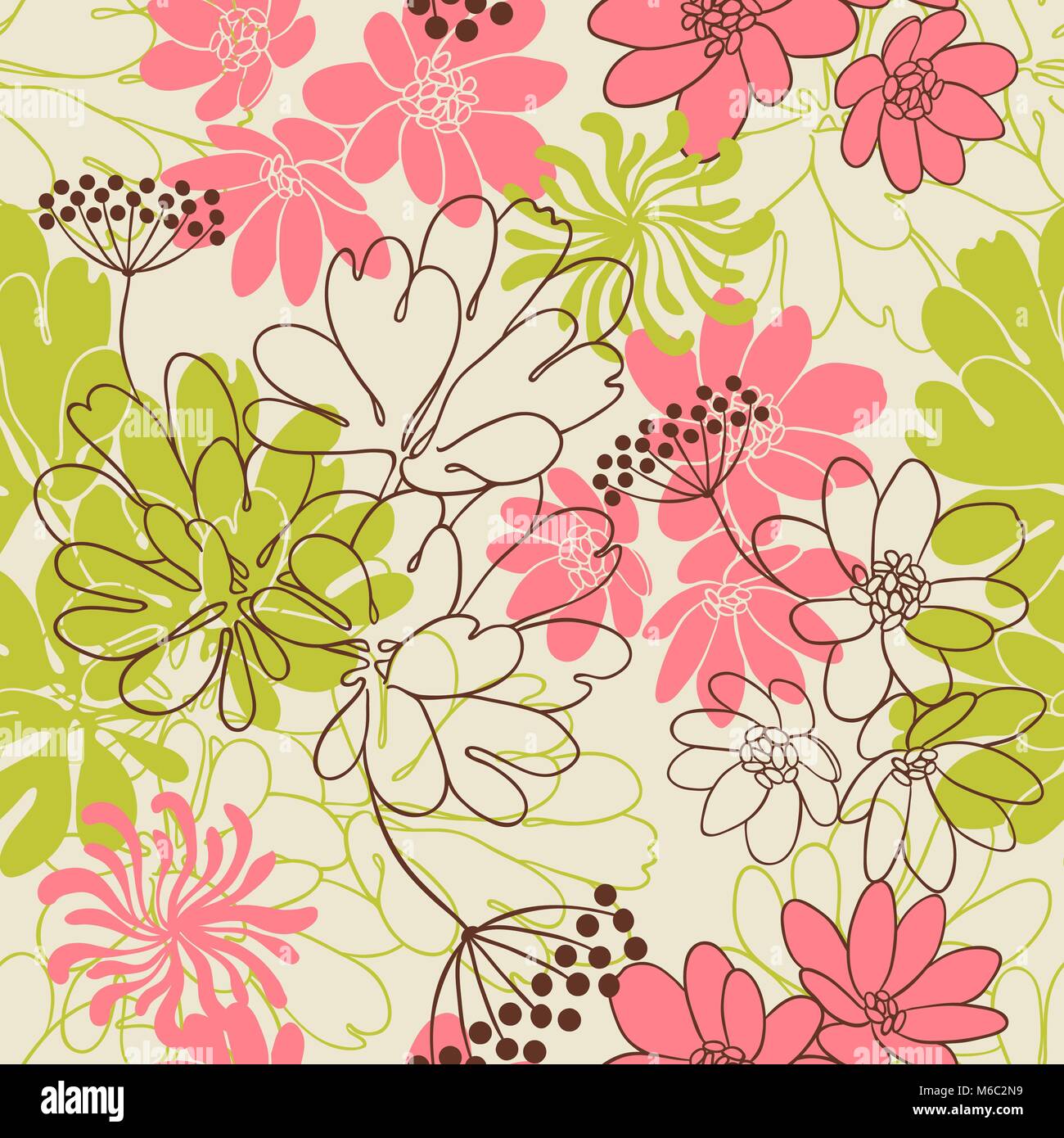 Vector background with hand drawn flowers Stock Vector Image & Art - Alamy