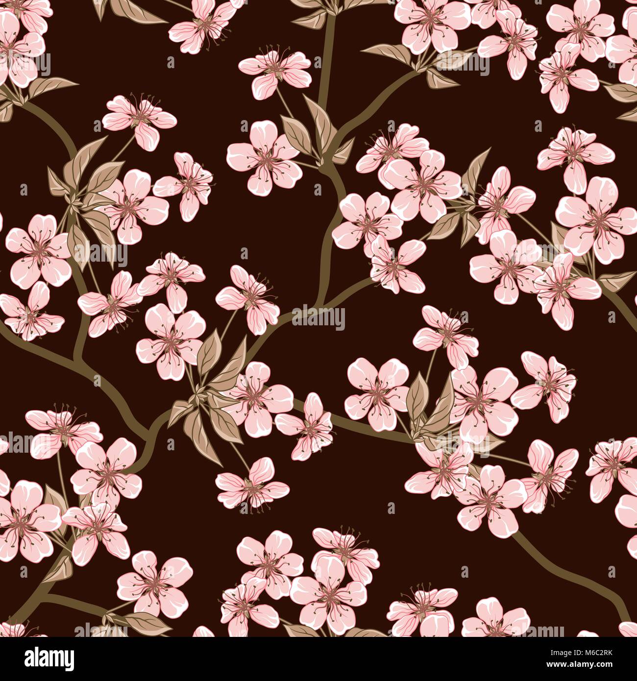 Cherry blossom seamless flowers pattern Stock Vector Image & Art - Alamy