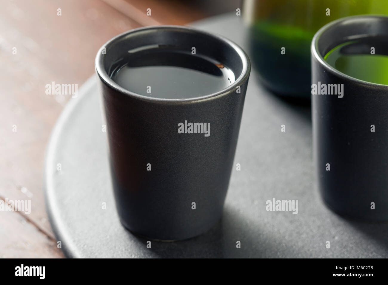 Alcoholic Japanese Sake Rice Wine in a Ceramic Glass Stock Photo Alamy