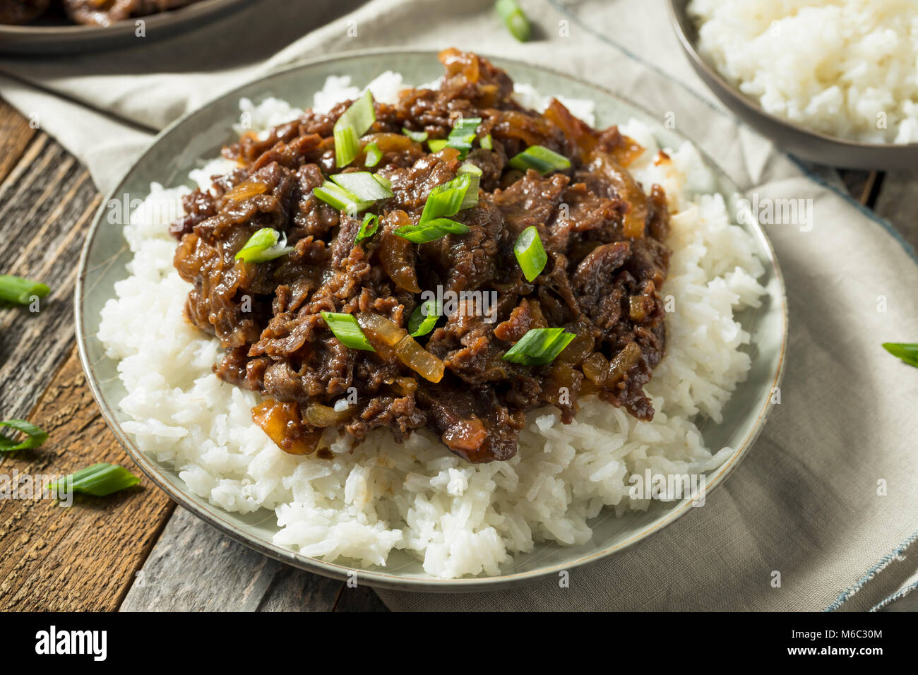 Homemade Barbecue Korean Beef Bulgogi with White Rice Stock Photo Alamy